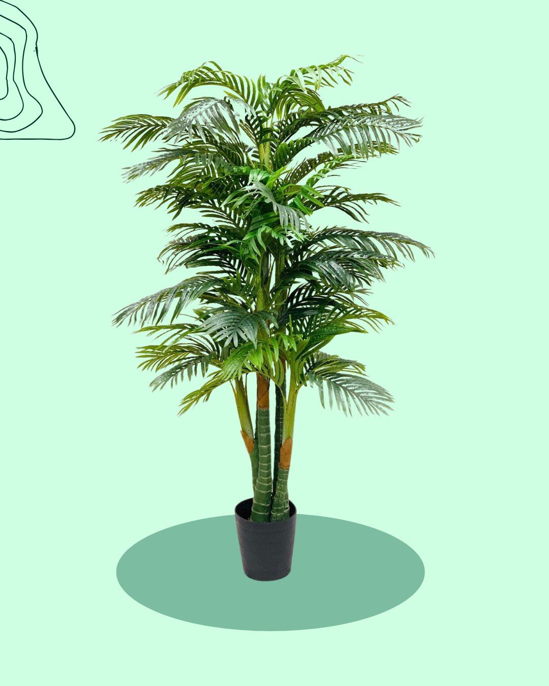 Potted artificial areca palm tree