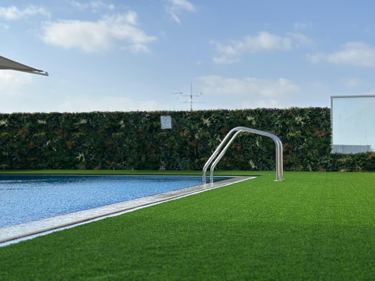 Real poolside green wall villa transformation